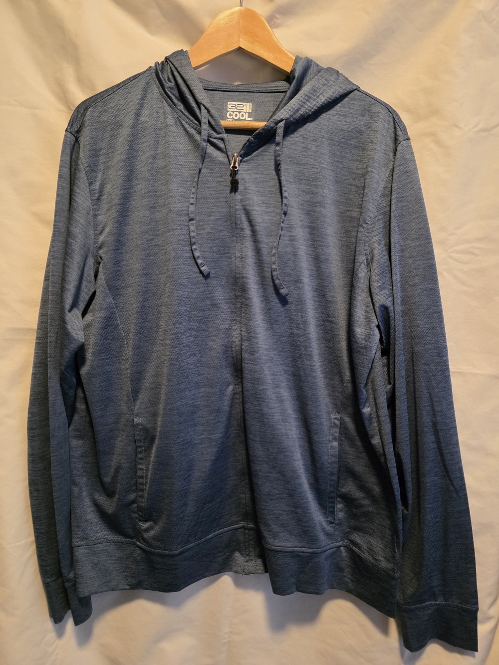 32 Degrees Heathered Blue Full-Zip Hooded Sweater